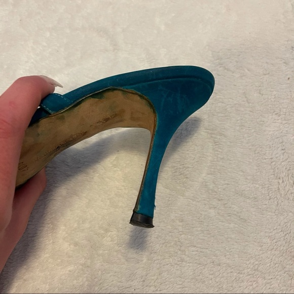 Vintage 90s y2k Manolo Blahnik blue mule sandals - Picture 6 of 8